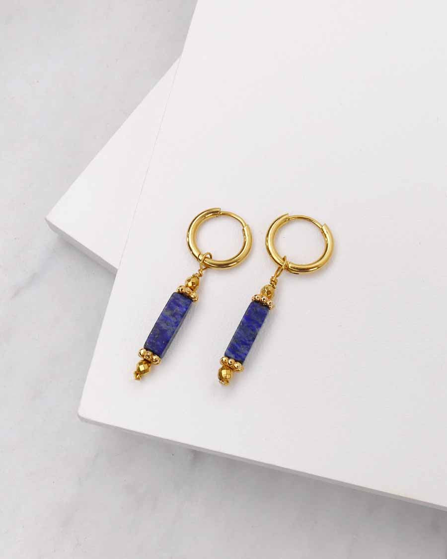 Aletta Lapis U-Shape Jewelry Set - Lapis Lazuli Earrings [BIJPUHT5]