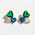 Adah Zircon Heart Stud Earrings - Green Zircon [5GLW0PM0]