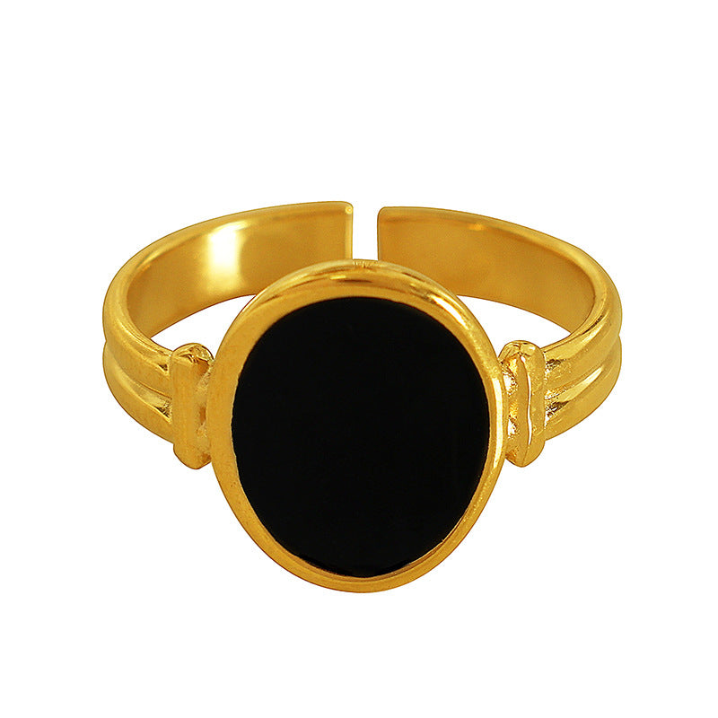 Angely Gold Dripping Open Ring - Gold Open Ring (Non-Adjustable) [8RLR24T1]