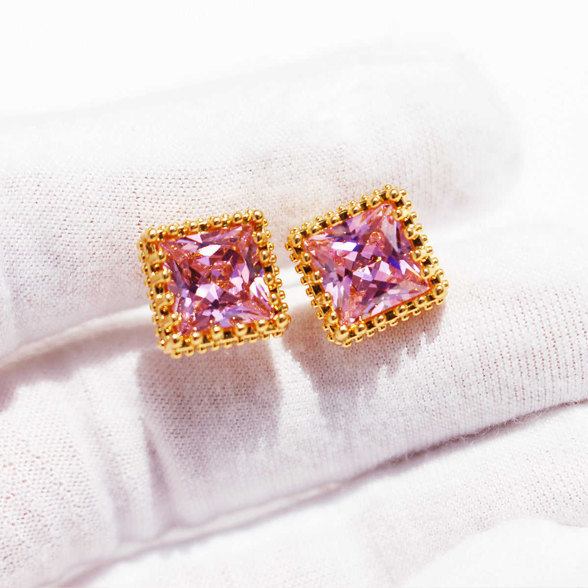Elektra Rococo Zircon Earrings - Pink [716VNMY4]