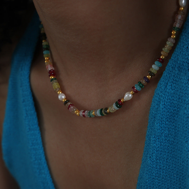 Loreal Freshwater Pearl Set - Natural Stone Necklace (40+7cm) [JLI4WZ3U]