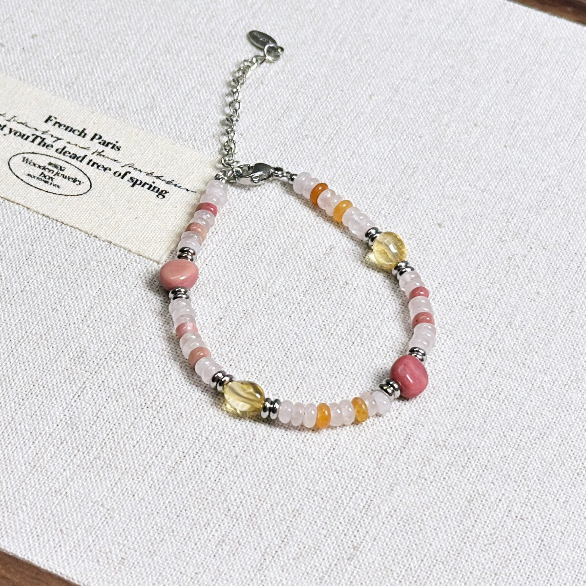 Lenore Dongling Jade Abacus Necklace - Pink Rose Quartz Bracelet [4HH51002]