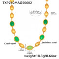 Asia Faceted Opal Gold Jewelry Set - Gold Green Opal Necklace (40+5cm) [B6K0ZJGO]