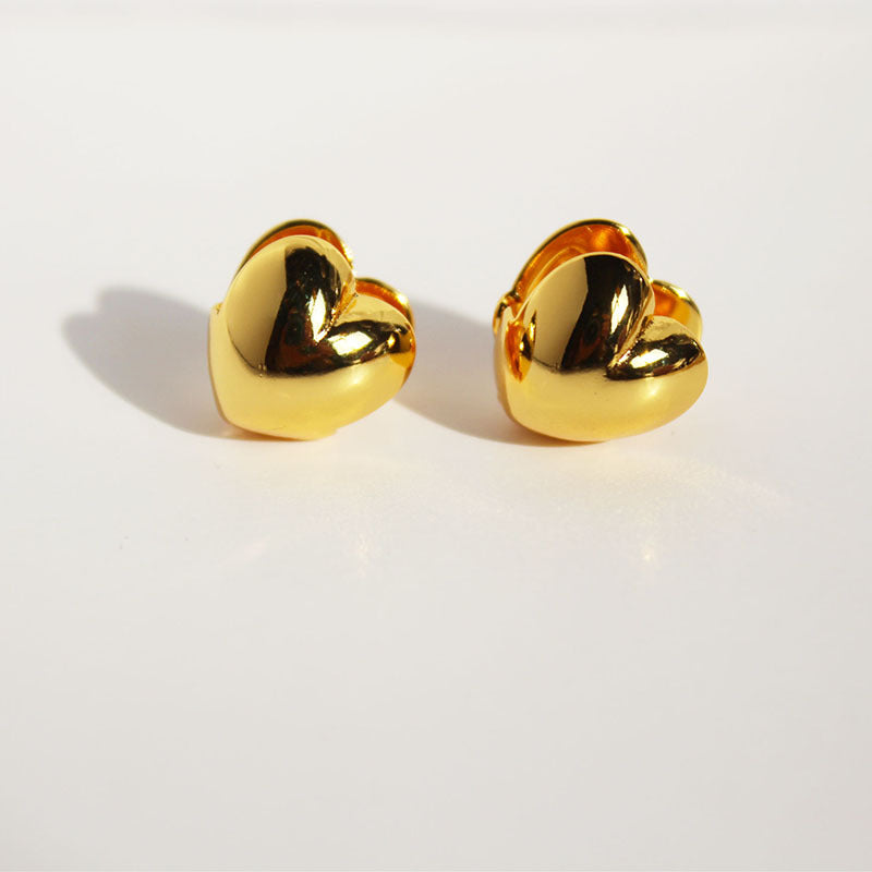 Eastyn Stereo Heart Earrings - Gold [6PRNV093]