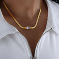 Esme Delicate Geometric Jewelry Set - Gold White Zirconia Necklace (41+5cm) [6CYIOTCH]