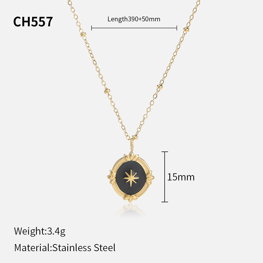 Joseline Emerald Geometric Necklace - Eight-Pointed Star Style 05 [RQ91MHBU]