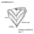 Andee Zircon Stacked Ring - Silver Hollow Heart Ring [M6R99AKL]