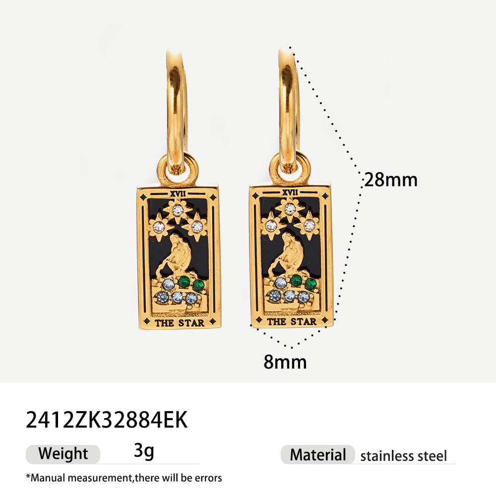 Sama Enamel Tarot Drop Earrings - Style 1 [11IV7GEG]