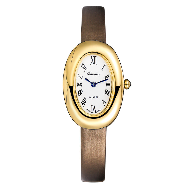 Oval Case Vintage Watch - Silk Coffee [QTKYM7SQ]