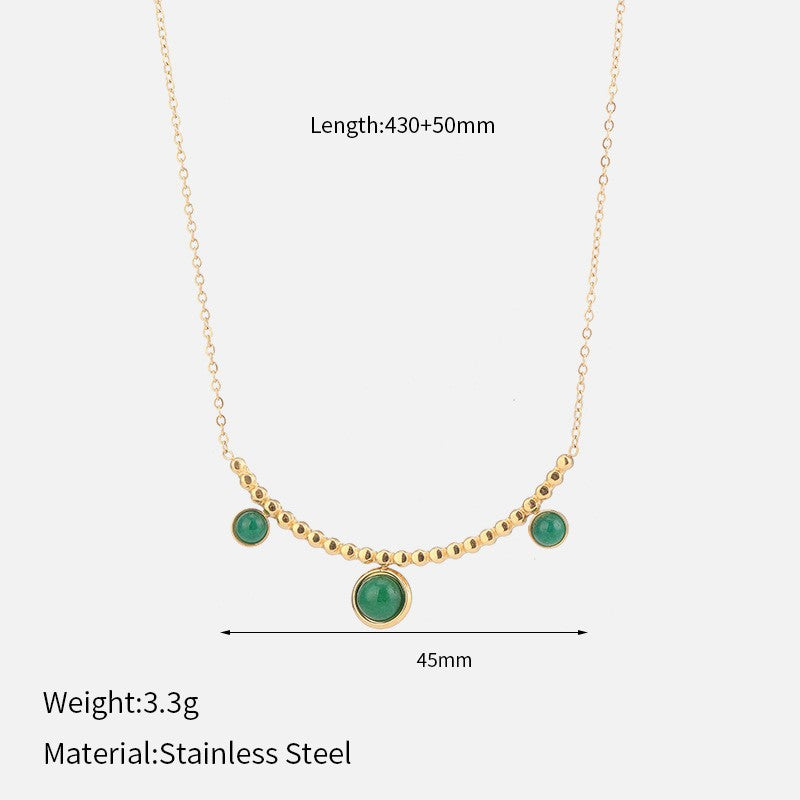 Joseline Emerald Geometric Necklace - Green Natural Stone Style 10 [OEGGUM6B]