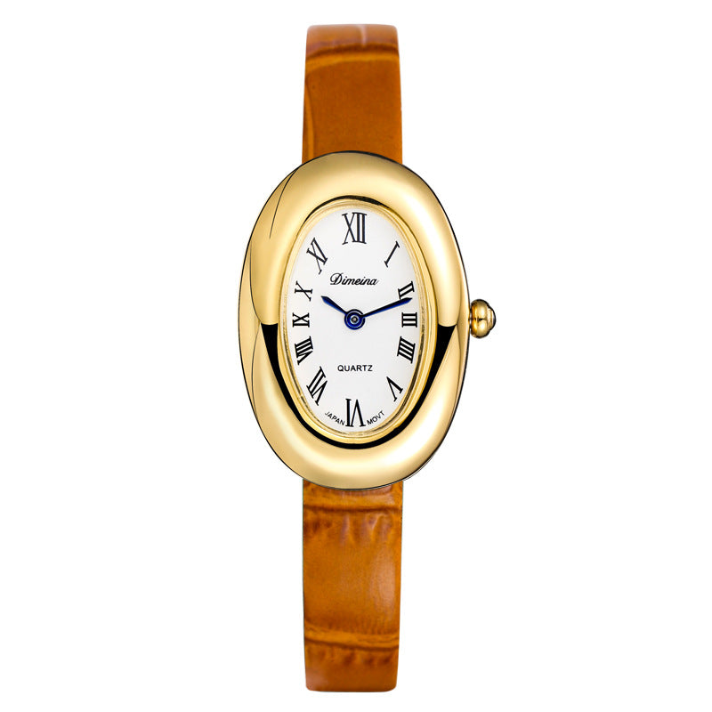 Oval Case Vintage Watch - Light Coffee [UJKM1HQ0]