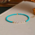 Abrielle Pearl Turquoise Bracelet - Millet Bead Style [NBD4YIIV]