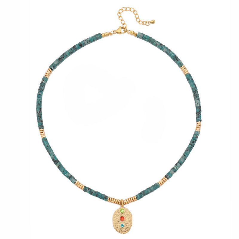 Kenzlie Retro Beaded Apatite Necklace - Hematite Necklace [16AETM7F]
