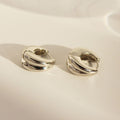 Safa Sleek Double Drop Earrings - White Gold [HHS8AKIJ]