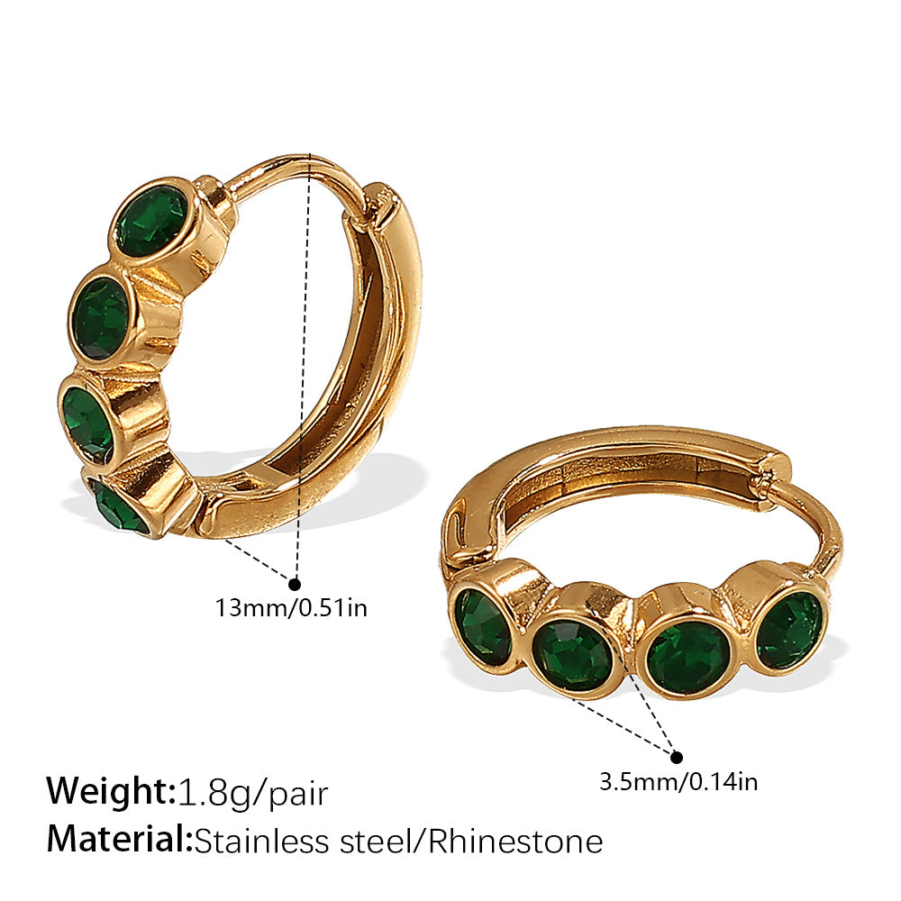 Britain Delicate Zircon Hoops - Green Zircon Gold Hoop [AFCKJS6U]