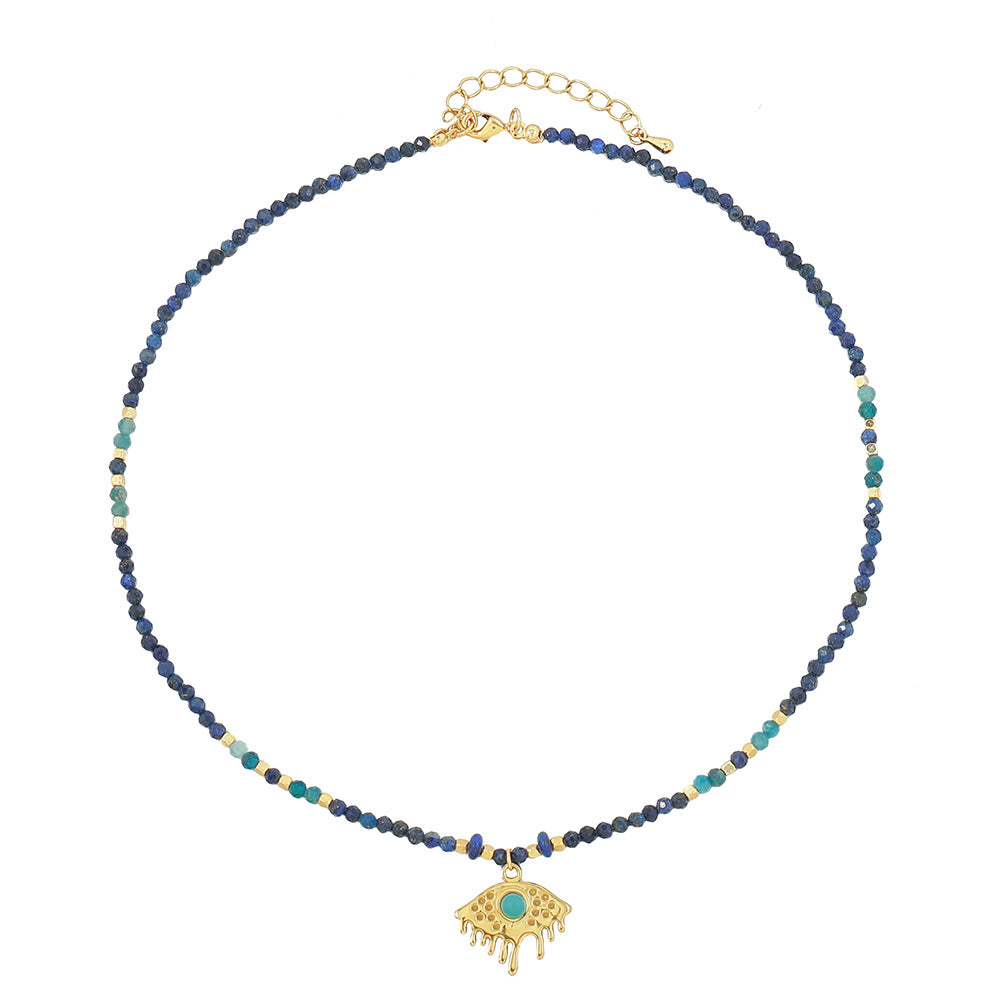 Kenzlie Retro Beaded Apatite Necklace - Lapis Lazuli Necklace 7 [M3NCG8SK]