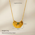 Joseline Emerald Geometric Necklace - Half-Circle Natural Stone Style 23 [LBBZT0UE]