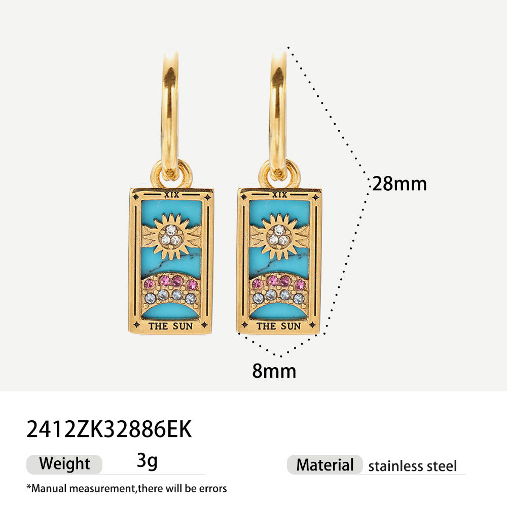 Sama Enamel Tarot Drop Earrings - Style 3 [MJYGAST3]