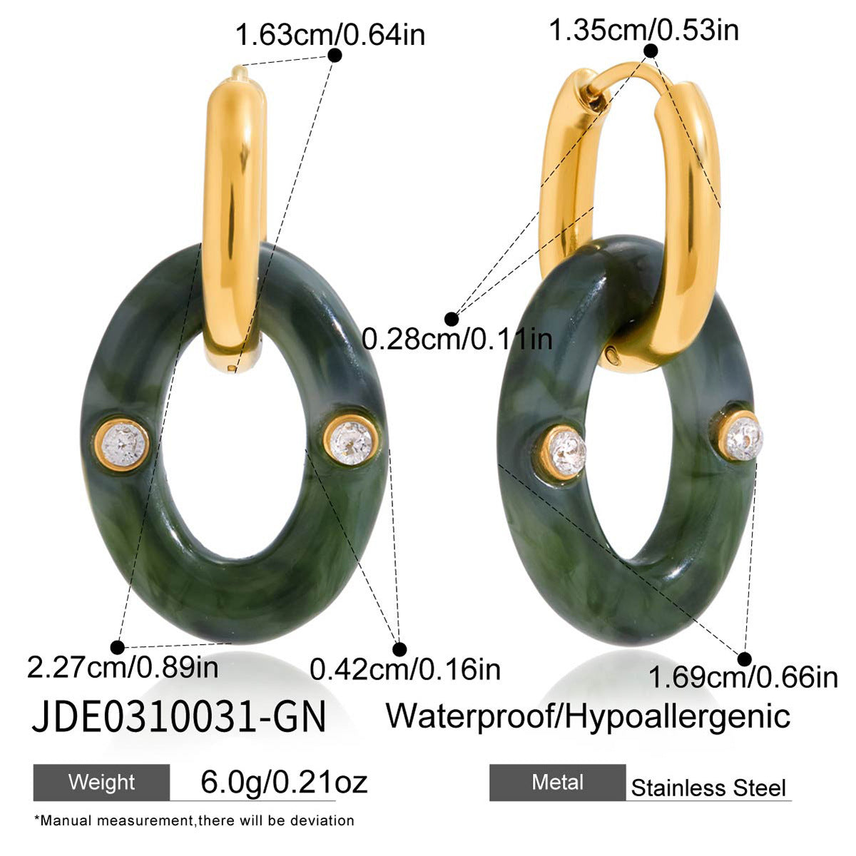 Bronwyn Maillard Resin Drop Earrings - Green [JJJIV0VO]