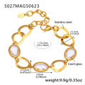 Navaeh Dainty Gemstone Anklet - Oval White Stone [O99BTYSN]