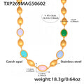 Asia Faceted Opal Gold Jewelry Set - Gold Multi-color Opal Necklace (40+5cm) [GR3D9OI7]