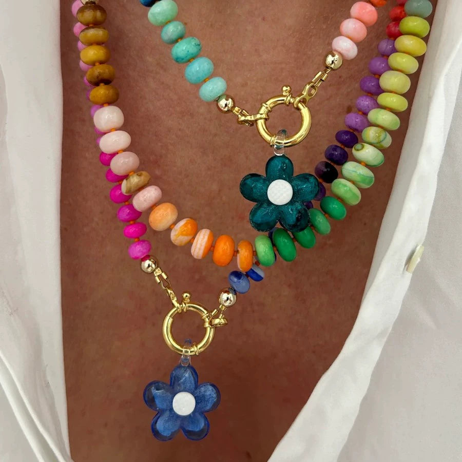 Marisa Rainbow Flower Charm Necklace