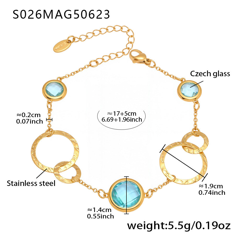 Navaeh Dainty Gemstone Anklet - Round Blue Stone [83SX23Q2]