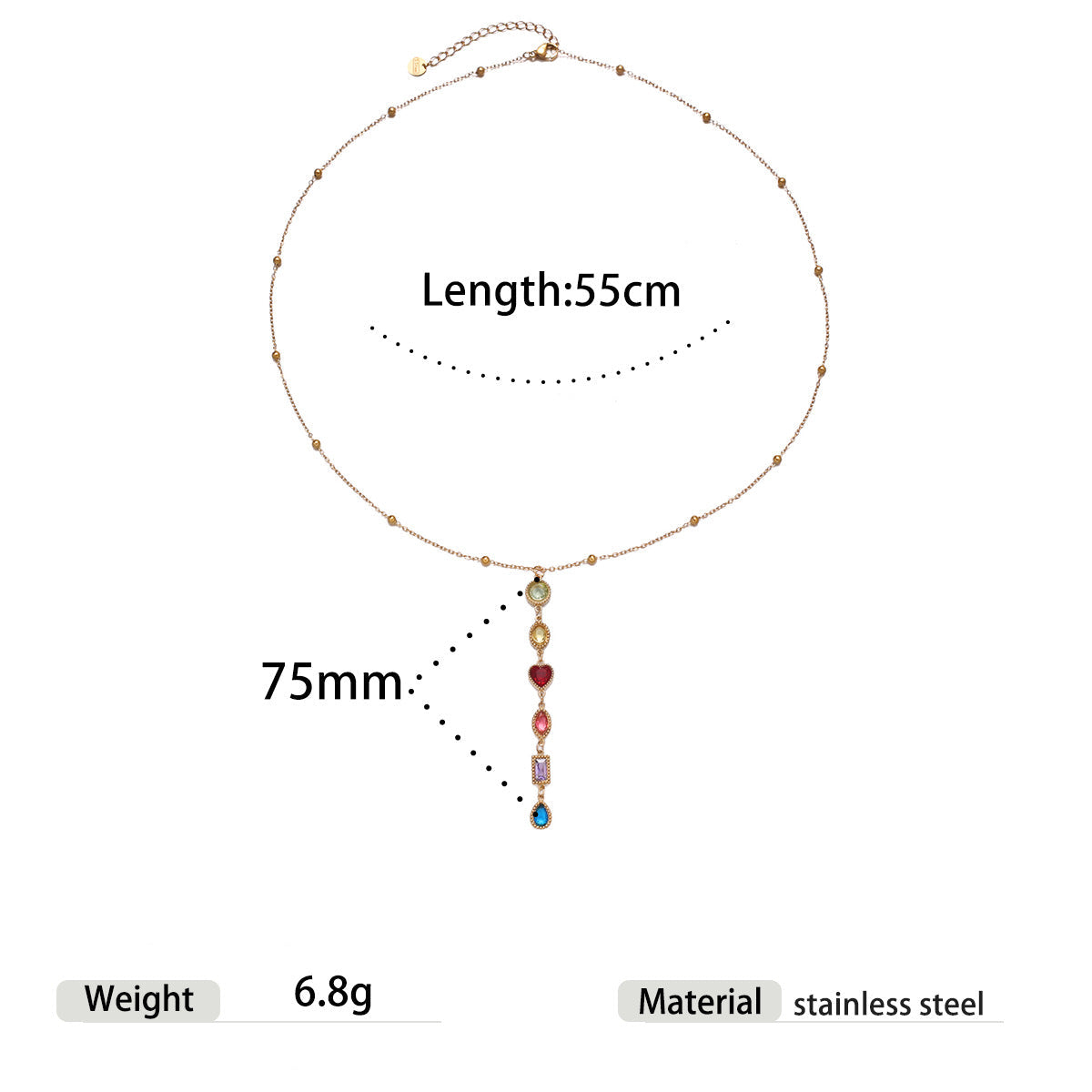 Ibtisam Zircon Tassel Necklace - Style 1 [360CLUUL]