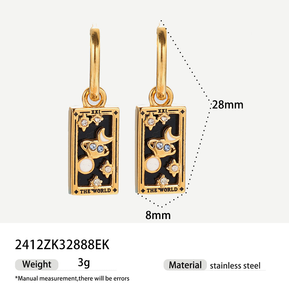 Sama Enamel Tarot Drop Earrings - Style 5 [51F8L6NF]