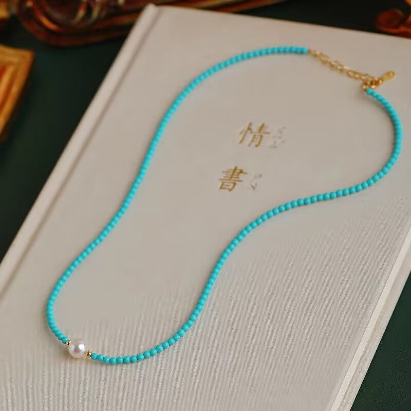 Abrielle Pearl Turquoise Bracelet - Single Pearl Necklace [VWTH2PWE]