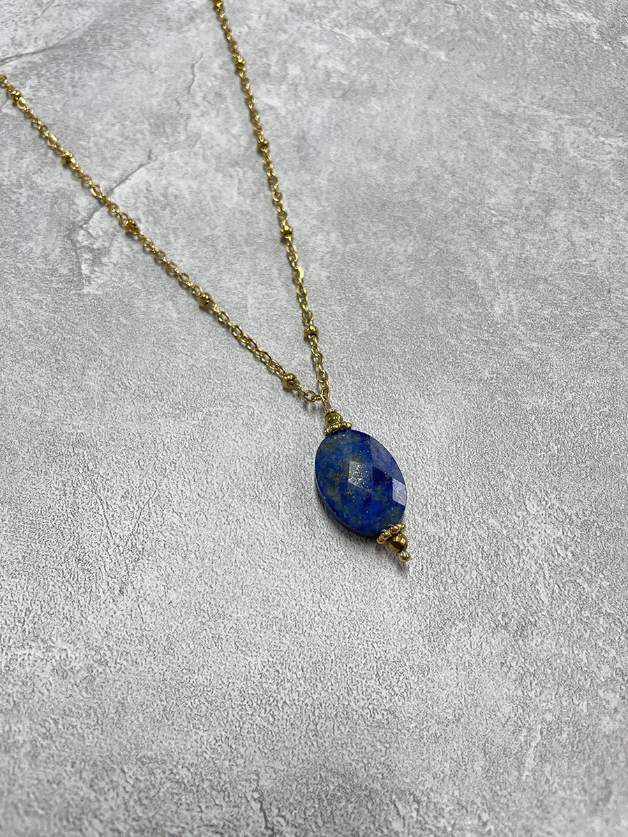 Aletta Lapis U-Shape Jewelry Set - Lapis Lazuli Pendant Necklace (55-60cm) [X241DGU7]