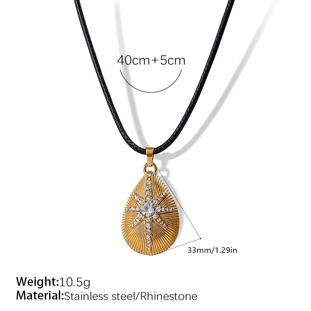 Leigh Teardrop Starburst Necklace - White Diamond Gold Necklace [JEGVBHU5]