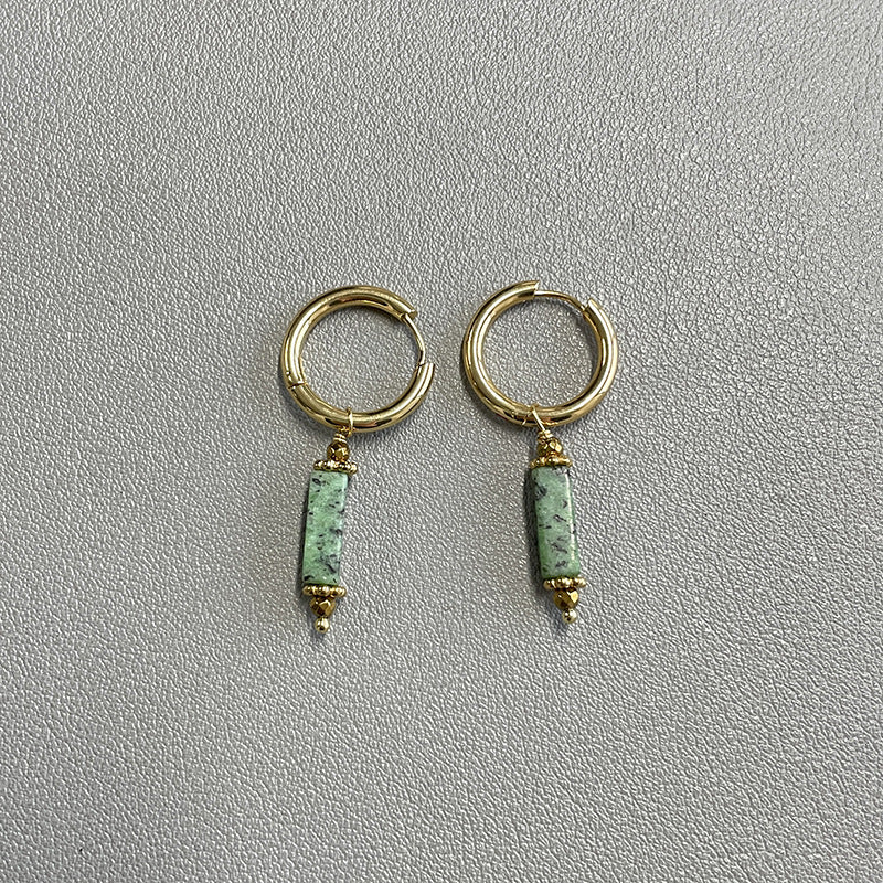 Aletta Lapis U-Shape Jewelry Set - Green Earrings [XY38OIMH]