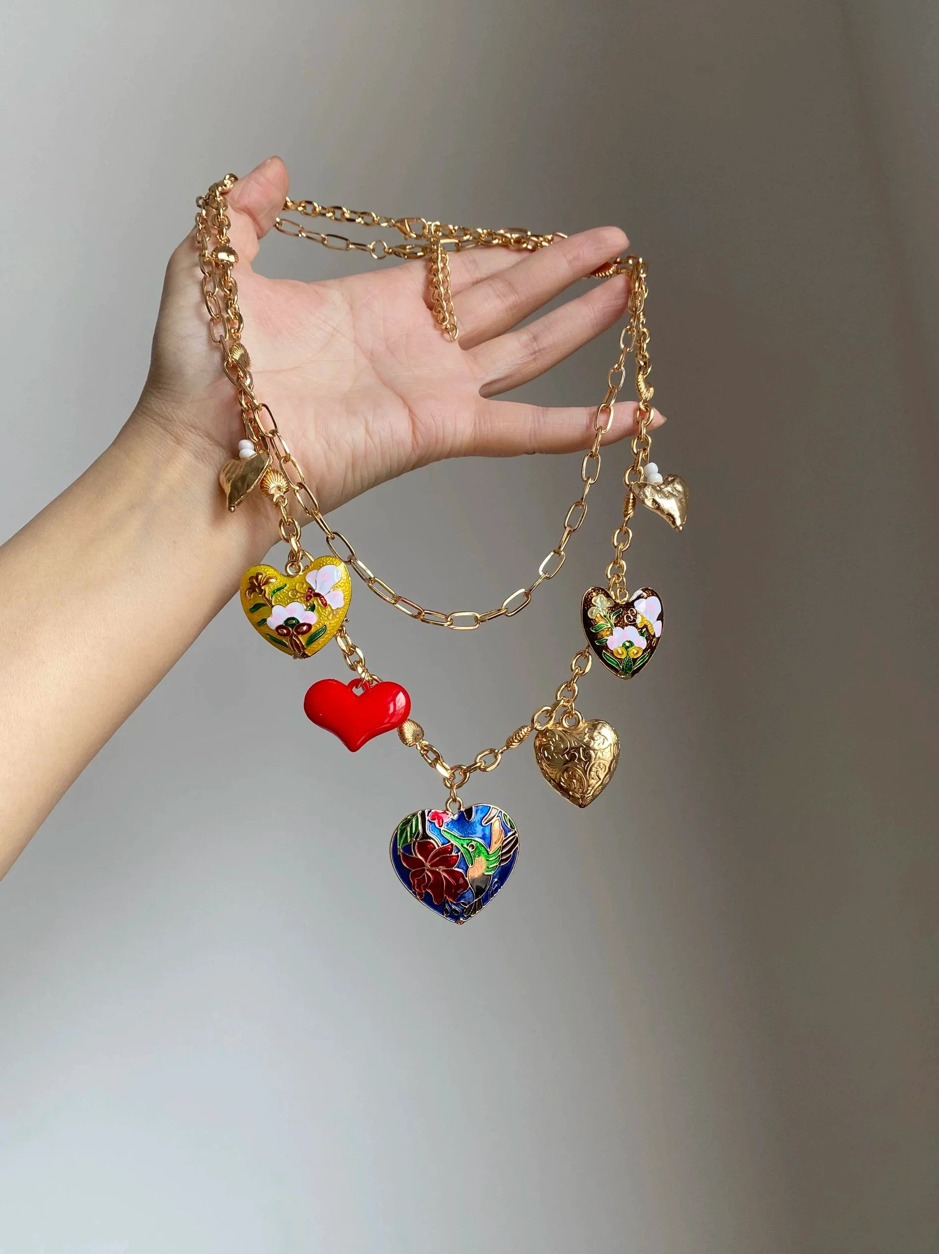 Layered Heart Pendant Necklace - Style 1 [CEZZ36CZ]