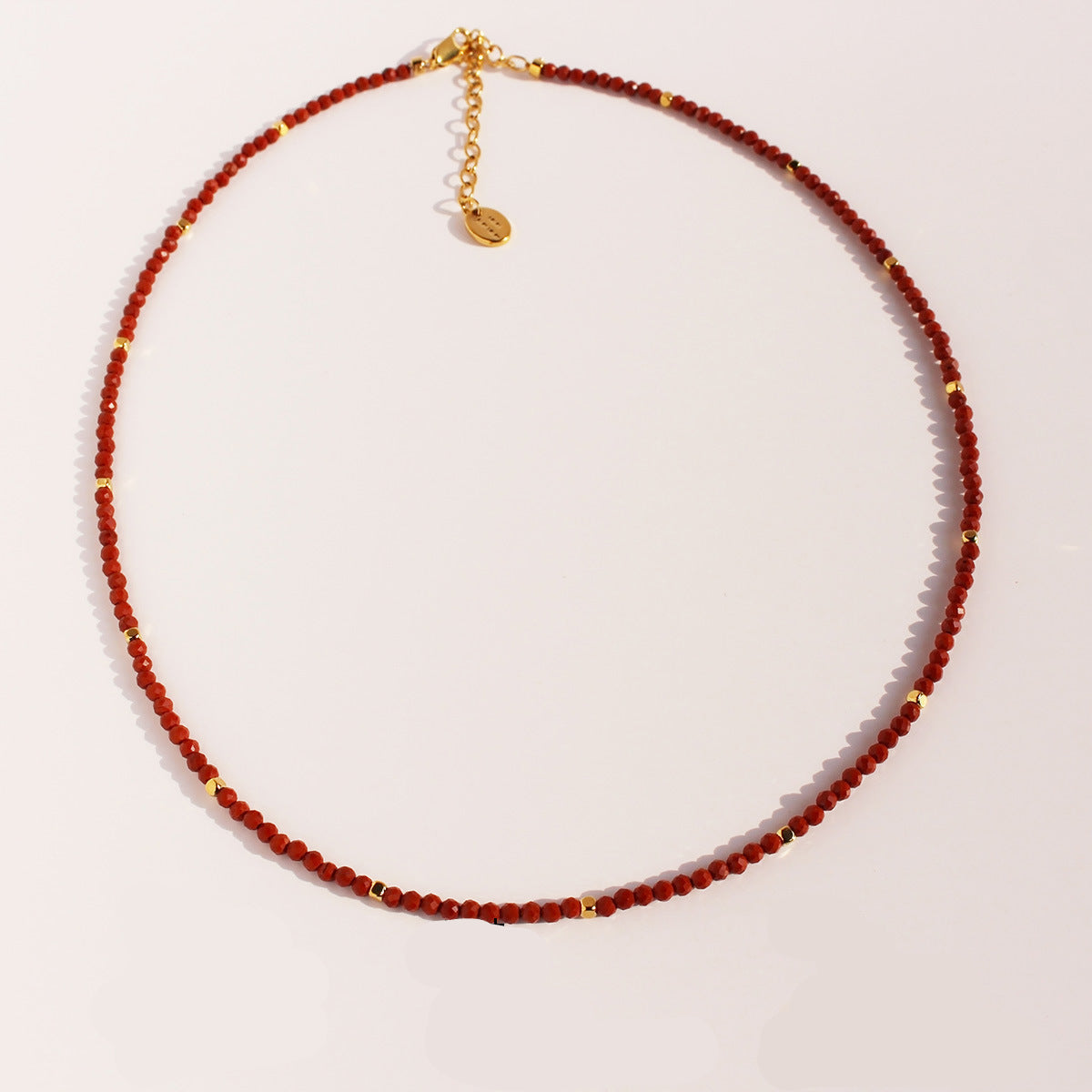 Leonie Red Stone Disc Necklace - Style Three Necklace [OZI4Q2S4]