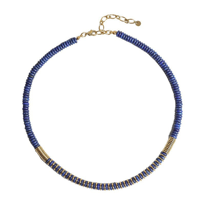 Kenzlie Retro Beaded Apatite Necklace - Lapis Lazuli Necklace 2 [3SPCHL3Q]