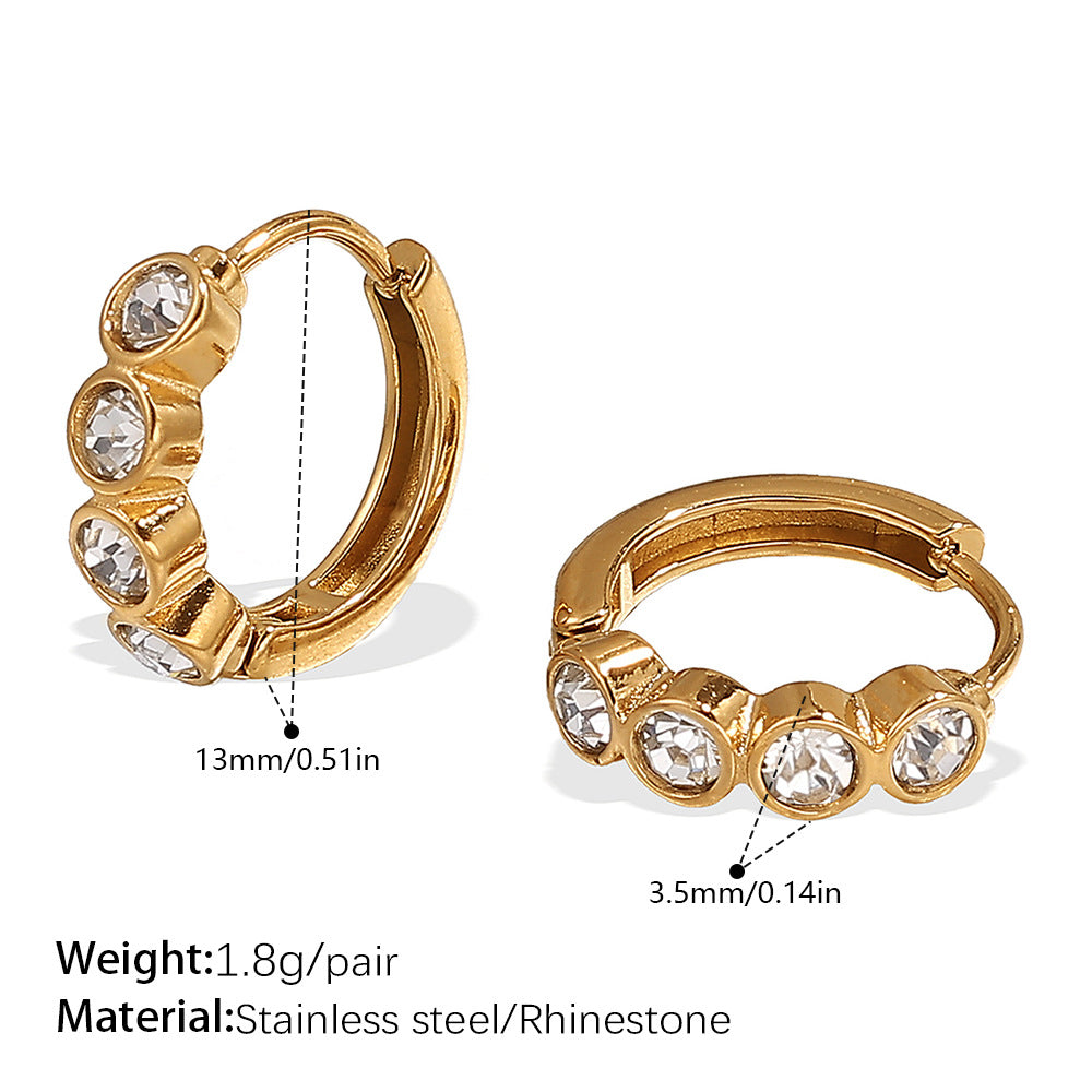 Britain Delicate Zircon Hoops - White Zircon Gold Hoop [8DNE9HX1]
