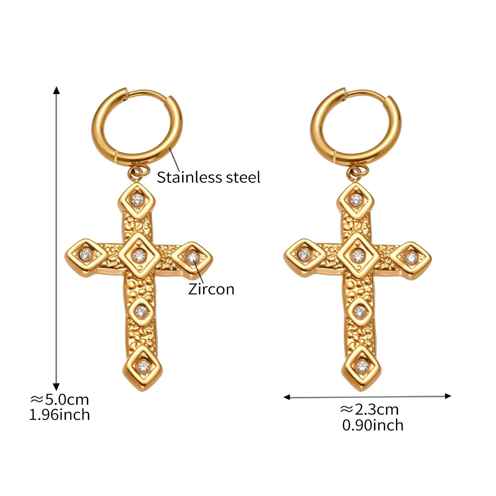 Cambree Zircon Cross Drop Earrings - Style 1 [UQOONH9S]
