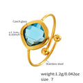 Analucia Colorful Sugar Cube Ring - Gold Light Blue Glass Stone [PTHGSW5X]