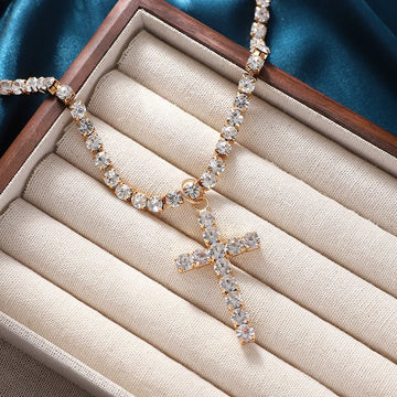 Devan Crystal Cross Necklace