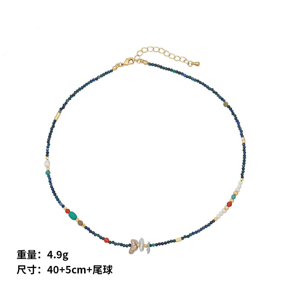 Kenzlie Retro Beaded Apatite Necklace - Blue-Green Lapis Lazuli Necklace [HV0GOOKK]