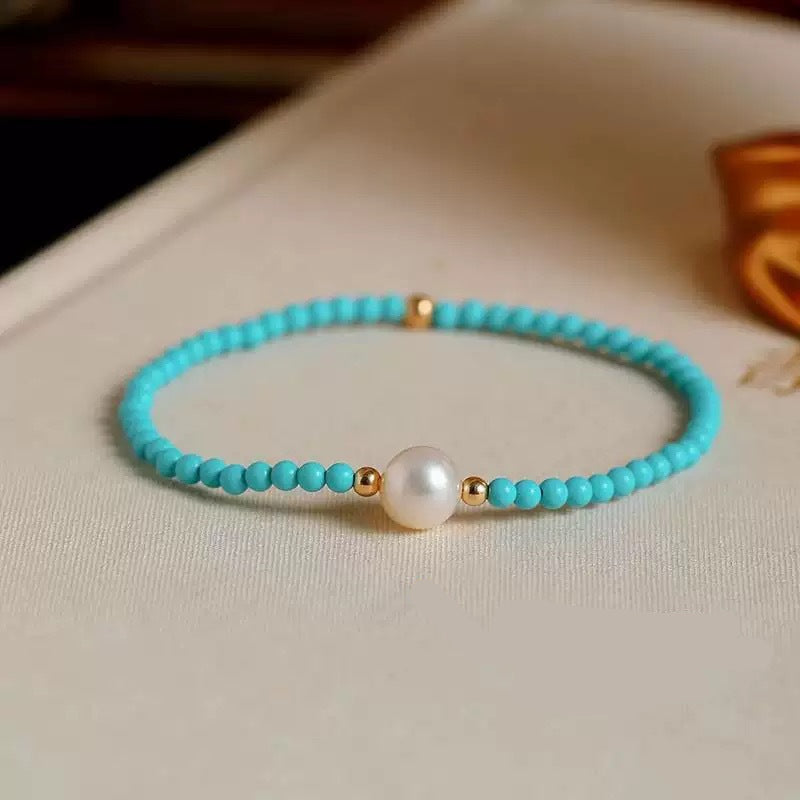 Abrielle Pearl Turquoise Bracelet - Single Pearl Style [ZCQHFBLC]