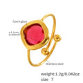 Analucia Colorful Sugar Cube Ring - Gold Red Glass Stone [S18F91N5]