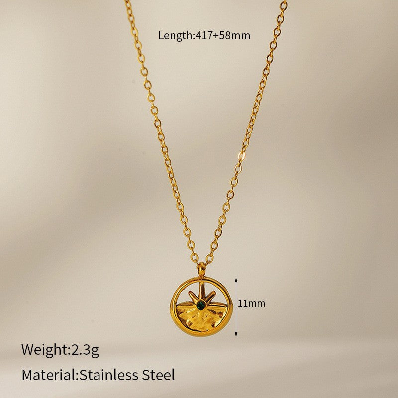 Joseline Emerald Geometric Necklace - Round Natural Stone Style 20 [82W9VJ98]