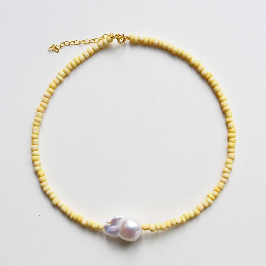 Liya Beaded Pearl Clavicle Necklace - Style B [LPYYVUJJ]