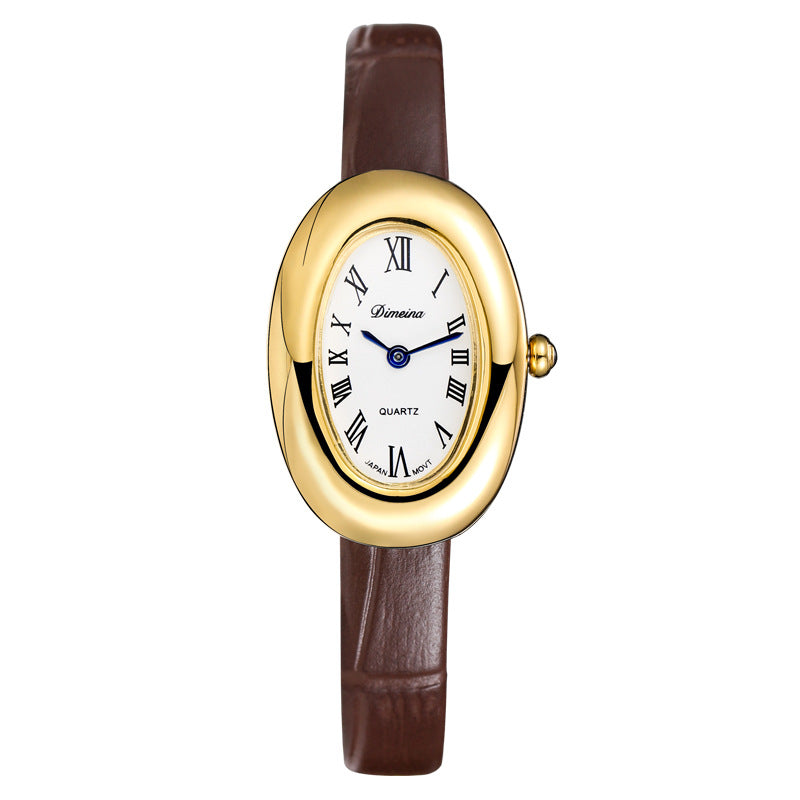 Oval Case Vintage Watch - Dark Coffee [D0NNEI0Y]