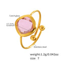 Analucia Colorful Sugar Cube Ring - Gold Pink Glass Stone [DWBO8YJR]