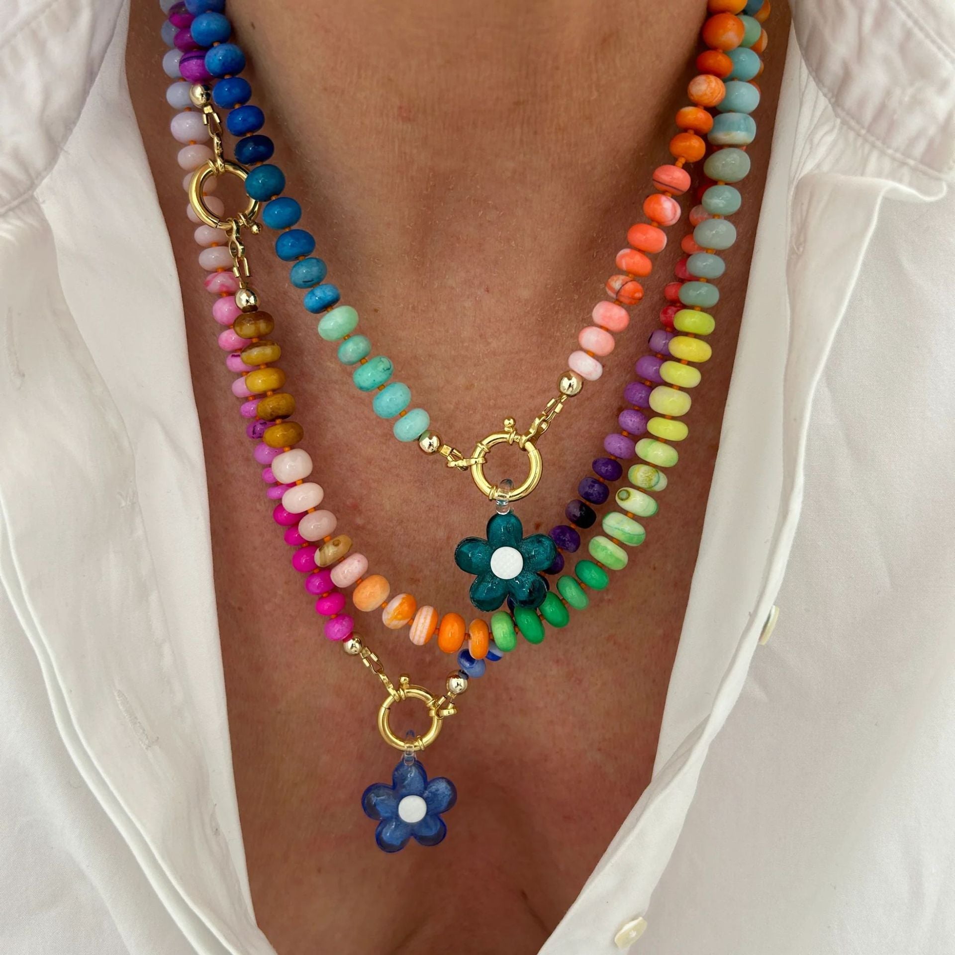 Marisa Rainbow Flower Charm Necklace