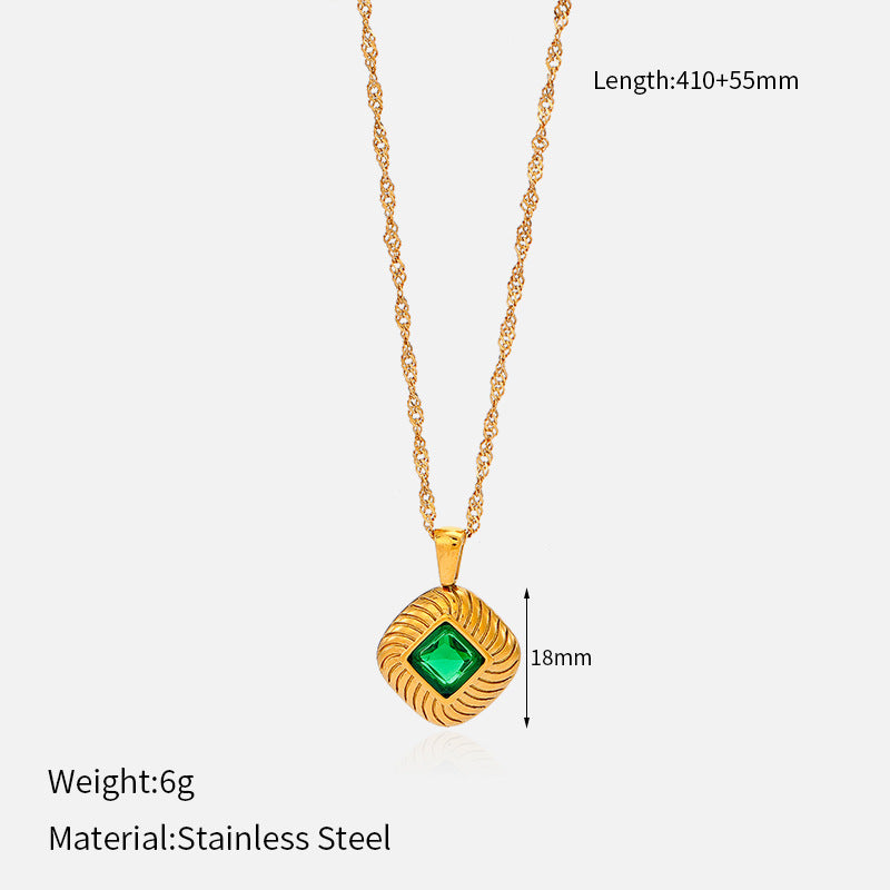 Joseline Emerald Geometric Necklace - Rhombus Style 06 [GHEMN5DN]