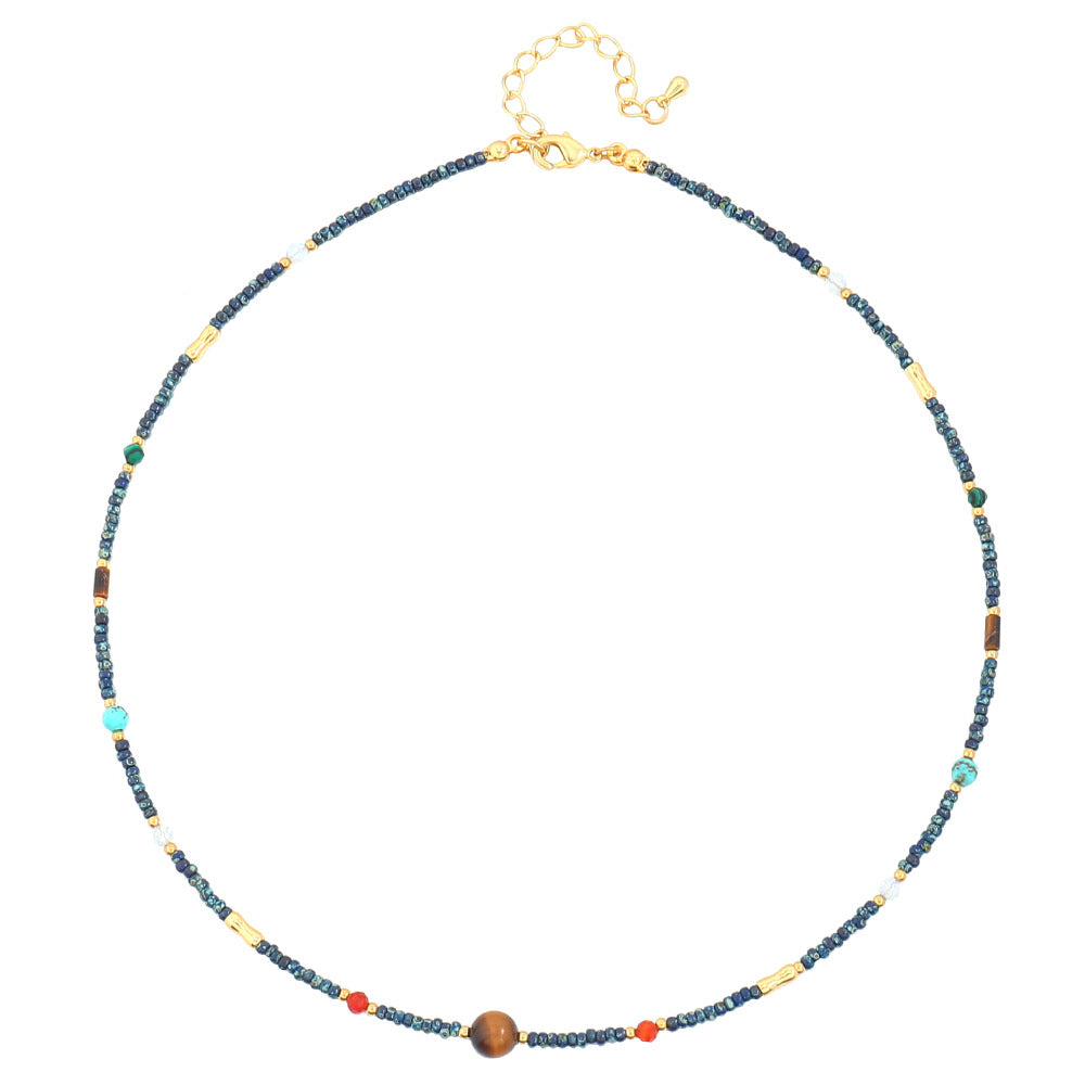 Kenzlie Retro Beaded Apatite Necklace - Imported Seed Bead Necklace [8WZSGJQ3]
